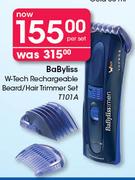 Babyliss W-Tech Rechargable Beard/Hair Trimmer Set T101A
