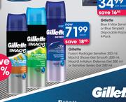 Gillette Fusion Hydra Gel Sensitive-200ml/Mach3 Shave Gel Smooth-200ml-Each