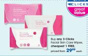 Clicks Facial Skin Care Wipes-Each