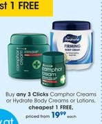 Clicks Camphor Creams Or Hydrate Body Creams Or Lotions-Each