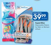 Super Max Disposable Razors For Men Or Women 4 Pack-Per Pack