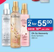 Oh So Heavenly Body Spritzers-2 x 200ml