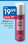 Revlon Man Pub Deodorant Body Spray-120ml Each