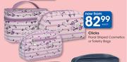 Clicks Floral Striped Cosmetics Or Toiletry Bags-Each
