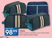 Clicks Men's Green & Red Or Guy Pinot Navy Blue Striped Toiletry Bags-Each