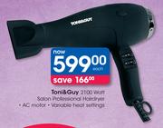 Toni & Guy 2100 Watt Salon Professional Hairdryer-Each