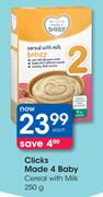 Clicks Made 4 Baby Cereal With Milk-250g Each