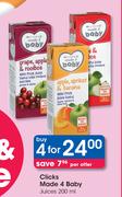 Clicks Made 4 Baby Juices-4 x 200ml