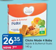 Clicks Made 4 Baby Apple & Butternut Rusks-140g Per Pack