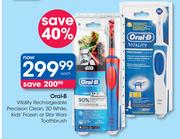 Oral-B Vitality Rechargeable Precision Clean, 3D White, Kids Frozen Or Star Wars Toothbrush-Each