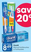 Oral-B Manual Toothbrushes Or Toothpastes-Each