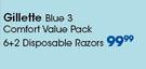 Gillette Blue 3 Comfort Value Pack 6+2 Disposable Razors