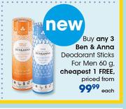Ben & Anna Deodorant Sticks For Men-60g Each