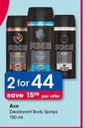 Axe Deodorant Body Sprays-2 x 150ml