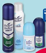 Shower To Shower Ladies Or Men's Roll On-50ml Each