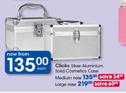 Clicks Silver Aluminium Solid Cosmetics Case (Large)-Each