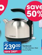 Kambrook 1.7 Litre Stainless Steel Dome Kettle-Each