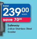 Safeway 2-Slice Stainless Steel Toaster-Each