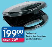 Safeway 2-Slice Stainless Steel Sandwich Maker-Each