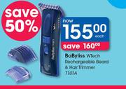 BaByliss WTech Rechargeable Beard & Hair Trimmer T101A-Each