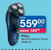 Philips Wet & Dry Electric Shaver AT620/14-Each