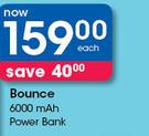 Bounce 6000 mAh Power Bank-Each