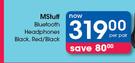 MStuff Bluetooth Headphones Black, Red/Black-Per Pair