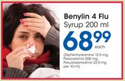 Benylin 4 Flu Syrup-200ml Each