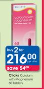Clicks Calcium With Magnesium 60 Tablets-For 2