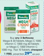 Bettaway Mega B 30 tab,Mega C 1000 Vitamin C 1000mg 60 tab Or Mega C 1000 Vitamin C 1000mg-Per Pack
