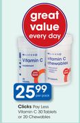 Clicks Pay Less Vitamin C 30 Tablets Or 20 Chewables-Per Pack