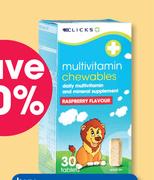Clicks Multivitamin Raspberry Chewable 30 Tablets-For 2