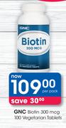 GNC Biotin 300 mcg 100 Vegetarian Tablets-Per Pack