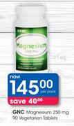 GNC Magnesium 250mg 90 Vegetarian Tablets-Per Pack