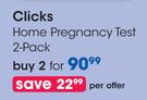 Clicks Home Pregnancy Test 2 Pack-For 2