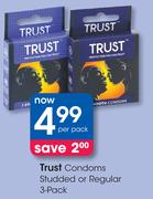 Trust Condoms Studded Or Regular 3 Pack-Per Pack