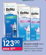 Bausch + Lomb ReNu Multiplus Or MPS Multi Purpose Solution-360ml + 240ml Pack-Per Pack