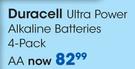Duracell Ultra Power Alkaline Batteries AA 4 Pack-Per Pack