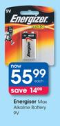 Energiser Max Alkaline Battery 9V-Each