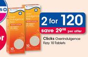 Clicks Overindulgence Fizzy-2x10 Tablets Per Offer