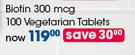 GNC Biotin 300mcg-100 Vegetarian Tablets Per Pack