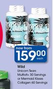 Wild Unicorn Tears Multivit+ 30 Servings Or Mermaid Kisses Collagen 60 Servings-Each