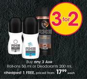 Axe Roll-Ons 50ml Or Deodorants 200ml-Each