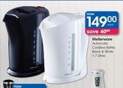 Mellerware Automatic Cordless Kettle Black Or White-1.7Ltr Each