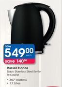 Russell Hobbs 1.7Ltr 360 Degree Black Stainless Steel Kettle RHCK07B-Each