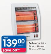 Safeway 2 Bar Quartz Heater Black Or White-Each