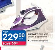 Safeway 2000 Watt Ceramic Soleplate Steam & Spray Iron-Each