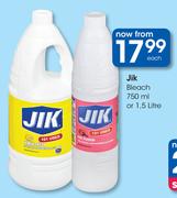 Jik Bleach-750ml Or 1.5Ltr Each