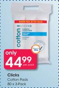 Clicks Cotton Pads 80x3 Packs-Per Pack