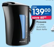 Pineware 1.7Ltr Automatic Black Kettle-Each